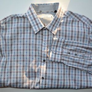 Men's 7 Diamonds Dress Shirt in Size XL in Blue & Burgundy Plaid